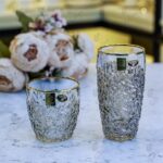 طقم كوب 12 قطعة نيكولت زجاج مطعم باللون الفامية شفة دهب