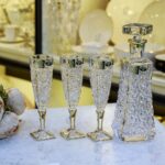 طقم شربات بالقارورة 7 قطع دهبى رقيق جدا زجاج