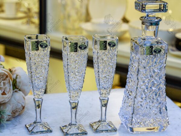 طقم شربات بالقارورة 7 قطع فضى
