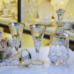 طقم شربات بالقارورة 7 قطع دهبى مع فضى