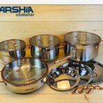 طقم حلل استيل ارشيا 18/10 يد روز جولد 9 قطع 3175