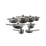 طقم حلل تيتانيوم دايموند اسود ارشيا 16 قطعة 3301