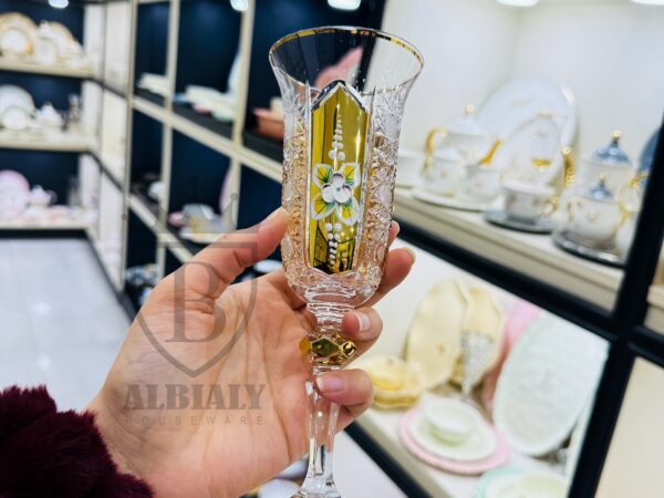 طقم كاس كريستال 6 قطع هاند ميد ورد بارز دهبى لورا طويل
