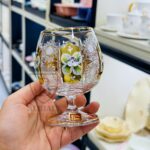 طقم كاس كريستال 6 قطع هاند ميد ورد بارز دهبى براندى