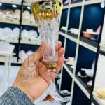 طقم كاس كريستال 6 قطع هاند ميد ورد بارز دهبى ملكى