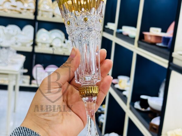 طقم كاس كريستال 6 قطع هاند ميد ورد بارز دهبى ملكى
