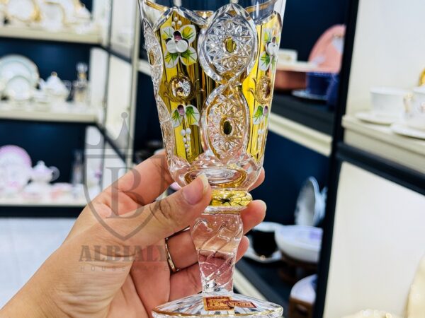 طقم كاس كريستال 6 قطع هاند ميد ورد بارز دهبى تويست