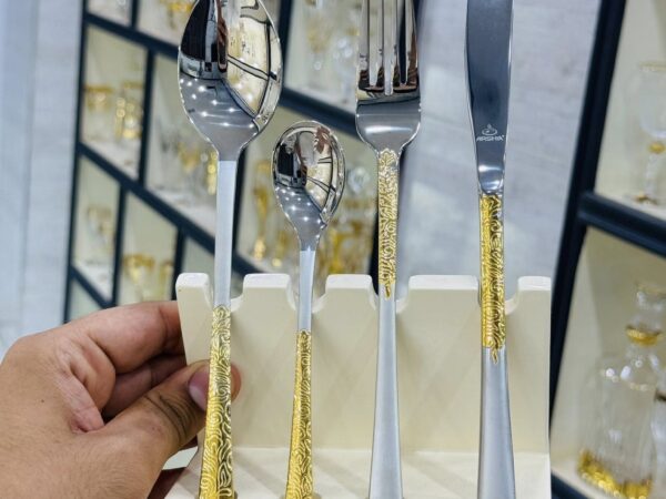 شنطة معالق أرشيا 86 قطعة دهبى فى فضى كود 3045